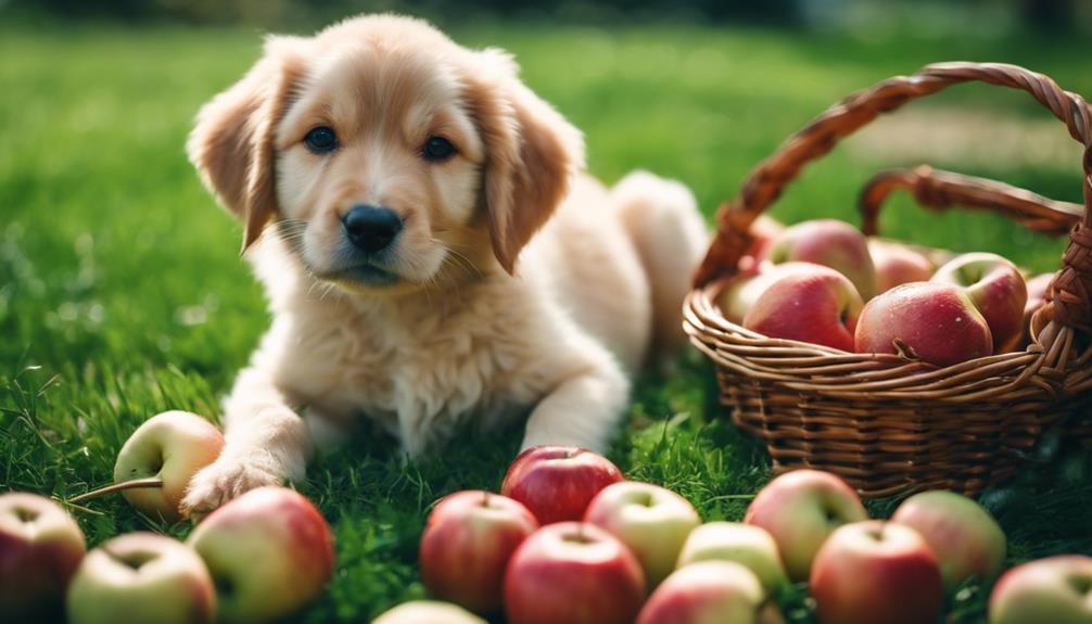 puppies eating apples safely