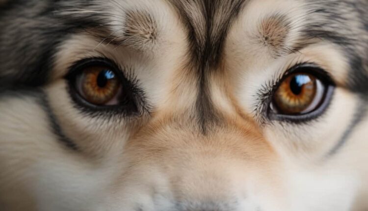 A close-up of an Alaskan Malamute’s eye