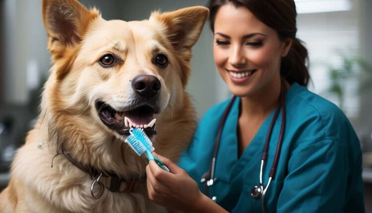 A veterinarian brushing your dog’s teeth.
